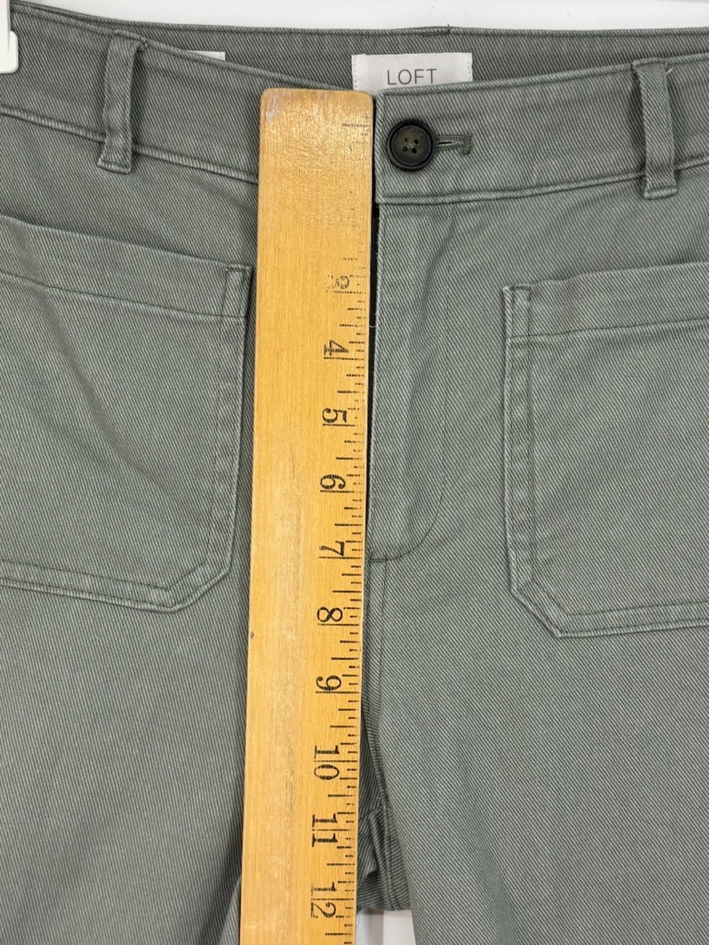 Loft Womens Size 6 The Palmer Wide Leg Jeans Sage Green Gray Patch Pockets Light - Picture 5 of 9